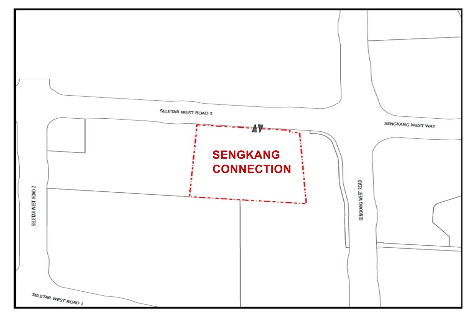 Site location plan outlining the Sengkang Connection parcel boundary off Seletar West Road 3